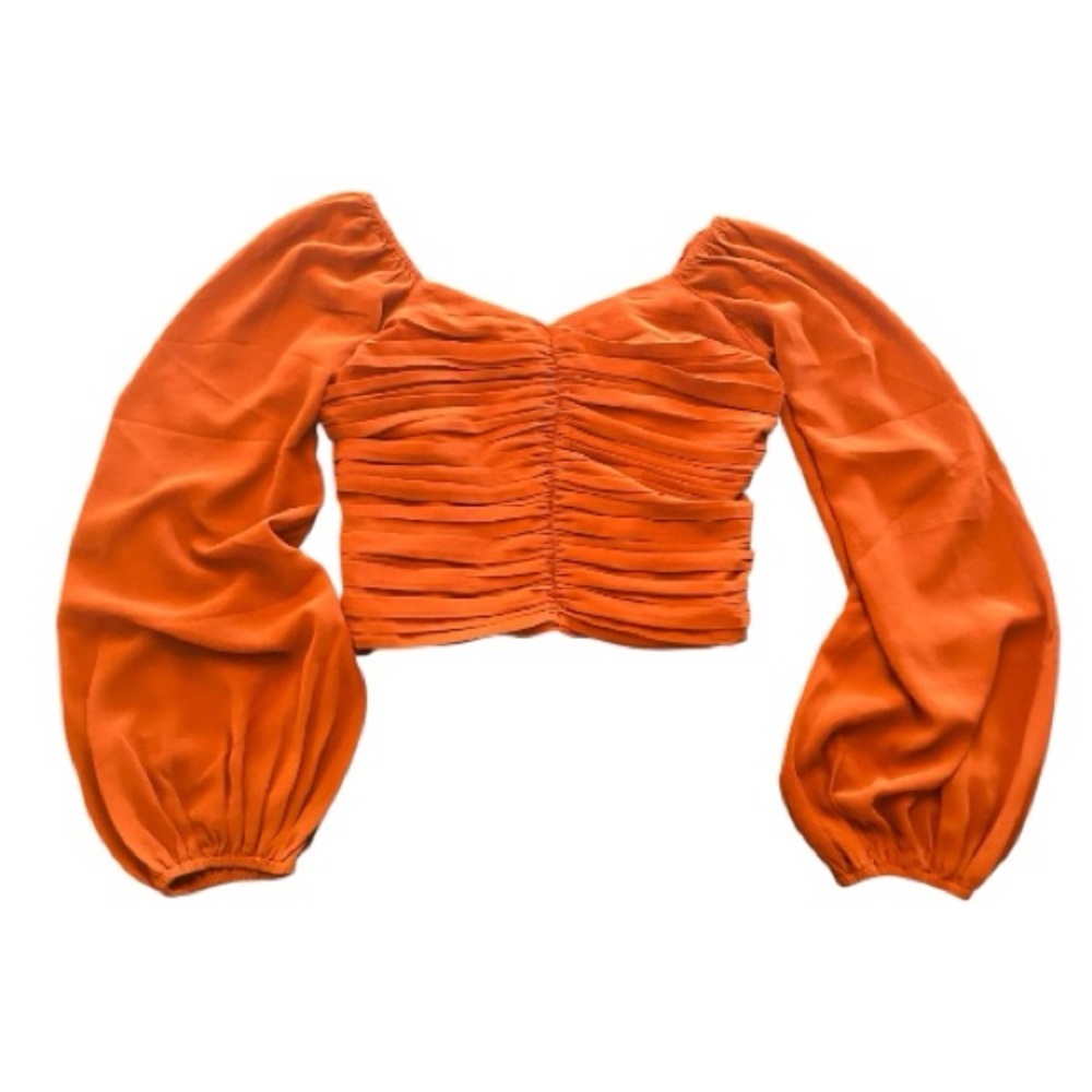Abercrombie & Fitch NWT rust balloon sleeve shirred front smocked back